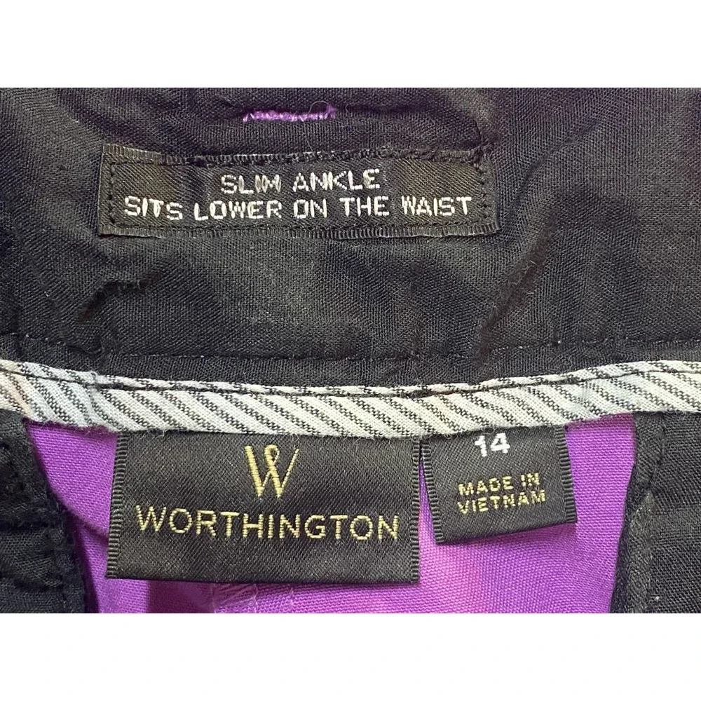 Worthington Womens Purple Pants Size 14 Cotton Career Office Mothers Day Church